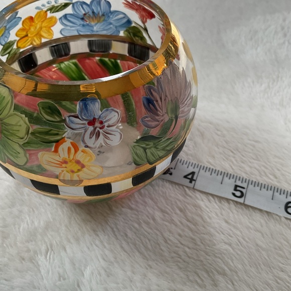 MacKenzie-Childs Hand-Painted Flower Market Glass Globe Vase/Candle Holder - Picture 13 of 14